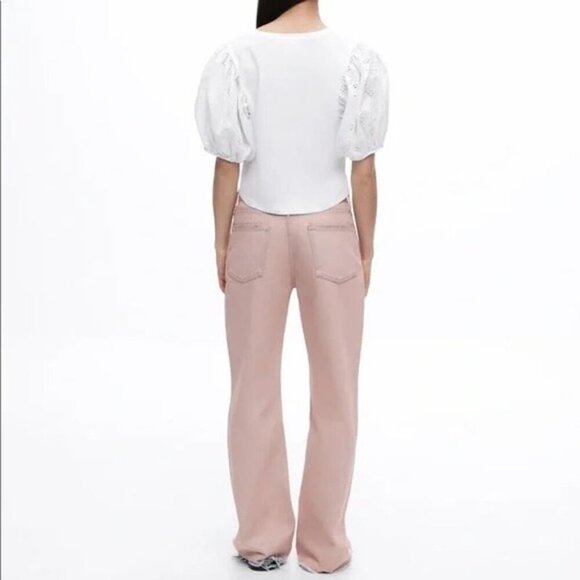 NWT ZARA Mid Rise Full Length Bootcut Jean Sz 4 Raw Destroyed Hem - Picture 3 of 10